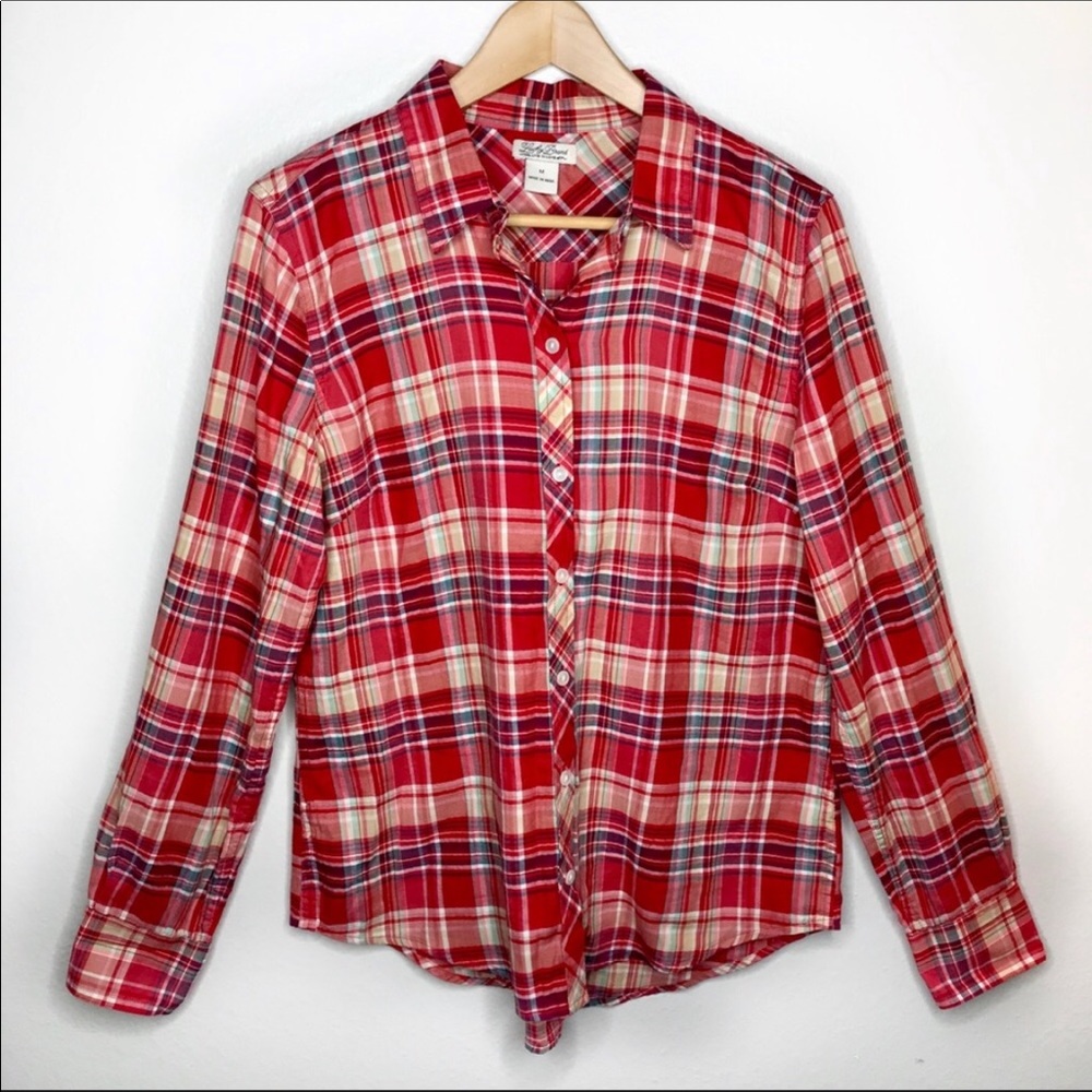 Lucky Brand Red Plaid button Down size M ❤️